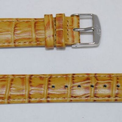 Cinturino per orologio in vera pelle di vacchetta bombata con grana di alligatore oro congo 18 mm