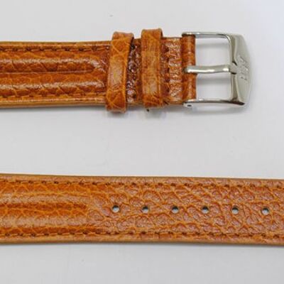 Genuine cowhide leather watch strap domed model Ibiza gold double rods 16mm