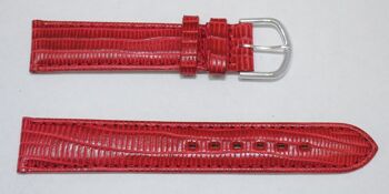 Bracelet montre cuir vachette véritable bombé grain lézard Varese rouge 18mm