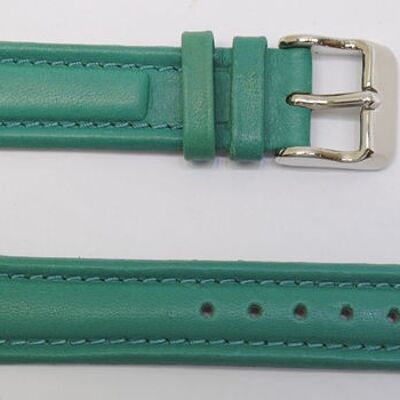 Genuine cowhide leather watch strap, roma green aviator model, 18mm