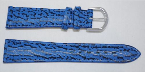 Bracelet montre cuir vachette véritable modèle bombé gr requin bleu 20mm