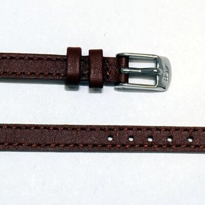 Genuine flat brown cowhide leather watch strap 8mm