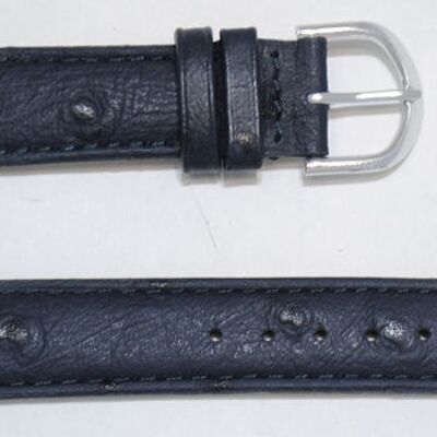 Genuine bulging cowhide leather watch strap Africa ostrich grain navy blue 12mm