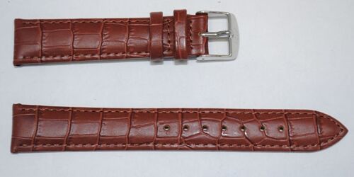 Bracelet montre cuir vachette véritable bombé grain alligator congo marron 18mm