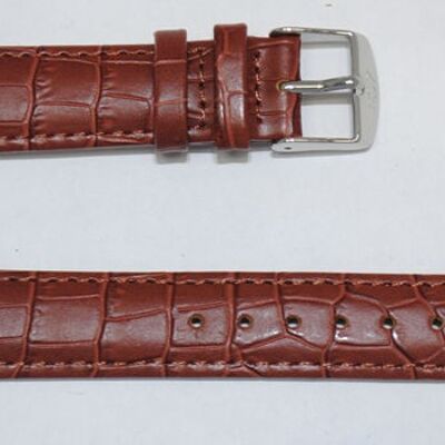 Genuine domed cowhide leather watch strap congo brown alligator grain 18mm