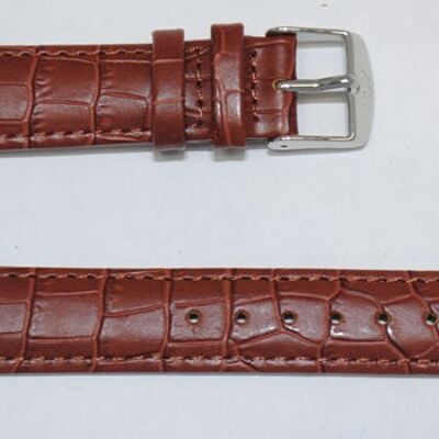 Cinturino per orologio in vera pelle di vacchetta bombata con grana di alligatore marrone congo 18 mm