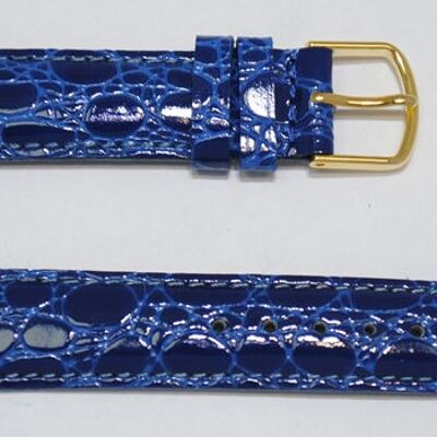 Genuine bulging cowhide leather watch strap with florida blue crocodile grain 18mm