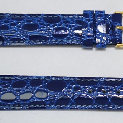 Bracelet montre cuir vachette véritable bombé grain crocodile florida bleu 18mm