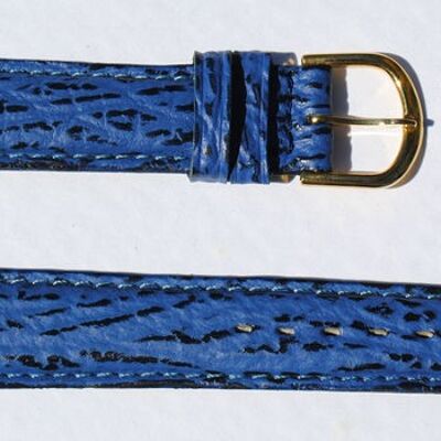 Genuine blue domed shark leather watch strap 18mm