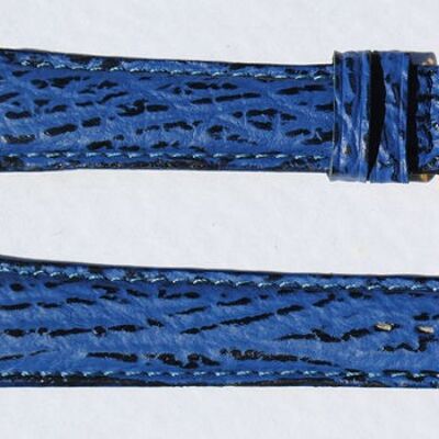 Bracelet montre cuir requin véritable bleu bombé 18mm