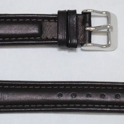 Genuine cowhide leather watch strap, roma aviator model, ebony brown, 18mm