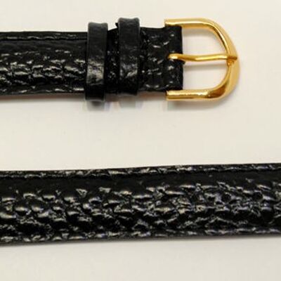 Bracelet montre cuir vachette véritable modèle bombé Vesuve noir 18mm