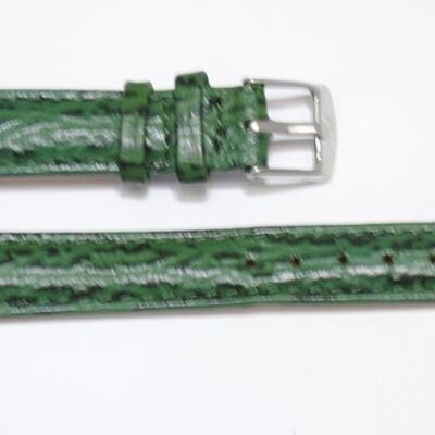 Genuine cowhide leather watch strap domed model Tanzania green shark grain 14mm