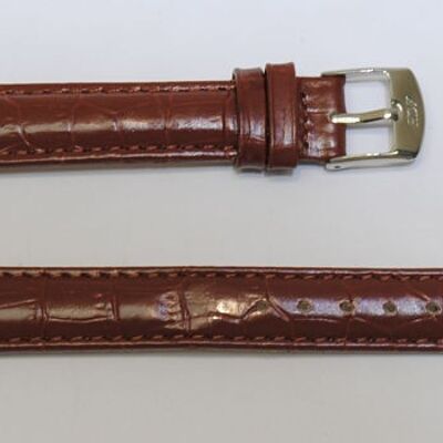 Cinturino per orologio in vera pelle di vacchetta bombata modello gr congo alligatore marrone 16mm extra lungo XL