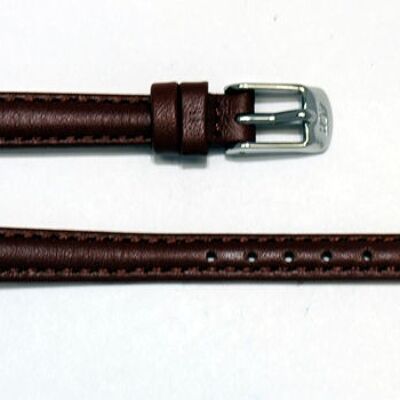 Cinturino per orologio in vera pelle di vacchetta bombato liscio modello roma marrone 10mm