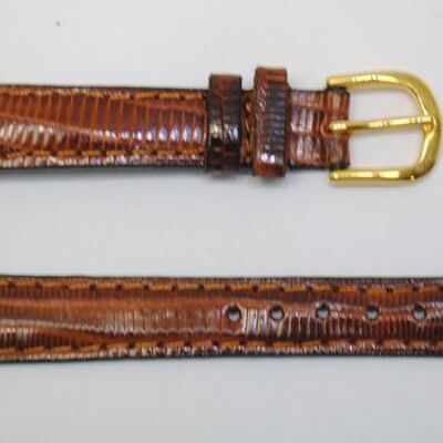 Cinturino per orologio in vera lucertola d'oro bombato 12mm