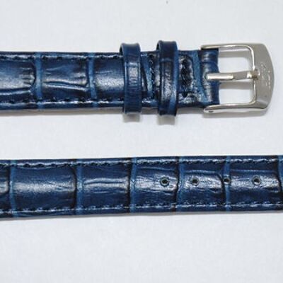 Correa de reloj de piel vacuno genuina modelo gr congo aligátor azul abombado 14mm