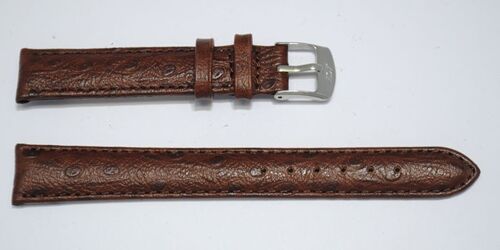 Bracelet montre cuir vachette véritable bombé grain autruche Arica marron foncé 12mm