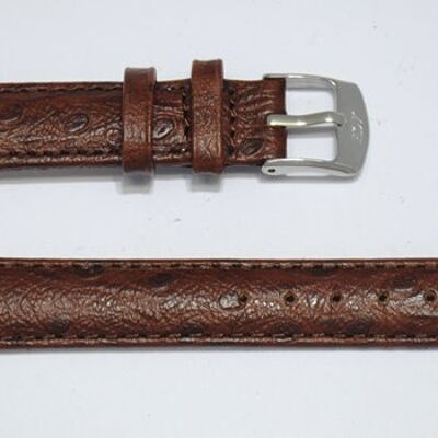 Cinturino per orologio da 12 mm in vera pelle di vacchetta marrone scuro con cupola in grana di struzzo Arica