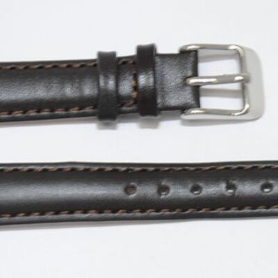 Bracelet montre cuir vachette véritable bombé lisse roma marron foncé 14mm