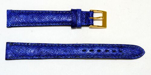 Bracelet montre cuir maruca véritable bombé bleu 14mm