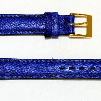 Bracelet montre cuir maruca véritable bombé bleu 14mm