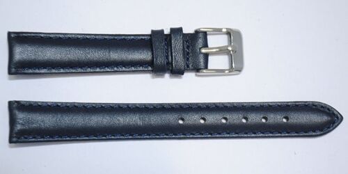 Bracelet montre cuir vachette véritable bombé lisse roma bleu marine 12mm XL XL