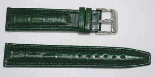 Bracelet montre cuir vachette véritable modèle aviateur gr alligator congo vert 20mm