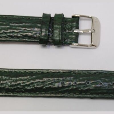 Bracelet montre cuir vachette véritable modèle bombé gr requin vert 16mm
