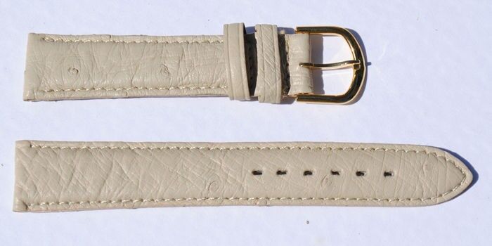 Buy wholesale Domed beige genuine ostrich leather watch strap 18mm