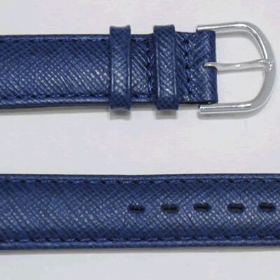 Genuine bulging cowhide leather watch strap model TORINO BLUE 18mm