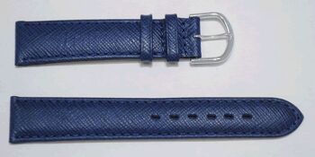 Bracelet montre cuir vachette véritable bombé modèle TORINO BLEU 18mm
