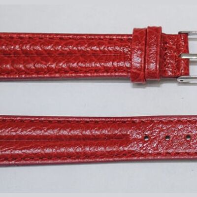 Bracelet montre cuir vachette véritable modèle bombé double joncs Ibiza rouge 18mm