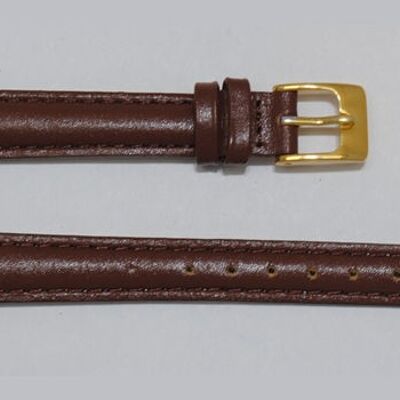 Bracelet montre cuir vachette véritable modèle bombé lisse roma marron 12mm
