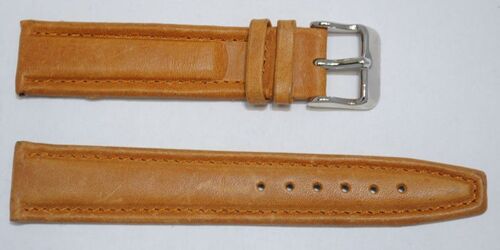 Bracelet montre cuir vachette véritable modèle aviateur roma gold vintage 18mm.