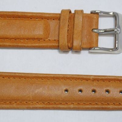 Cinturino per orologio in vera pelle di vacchetta, modello aviatore vintage roma gold, 18mm.