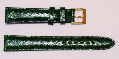 Bracelet montre cuir saumon véritable bombé 14mm, vert, cuir français fabriqué en Bretagne