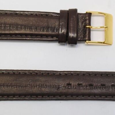 Cinturino per orologio in vera anguilla marrone bombato 18 mm extra lungo XL