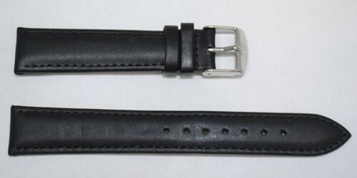 Bracelet montre cuir vachette véritable modèle bombé lisse roma noir 12mm