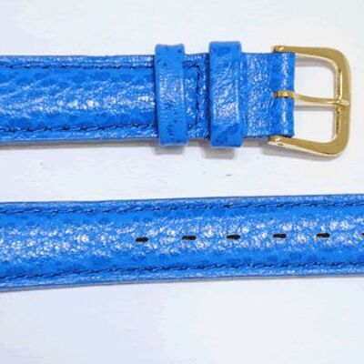 Bracelet montre cuir vachette véritable bombé iris bleu 16mm
