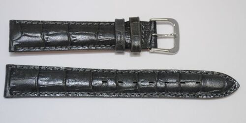 Bracelet montre cuir vachette véritable bombé grain alligator congo gris 16mm