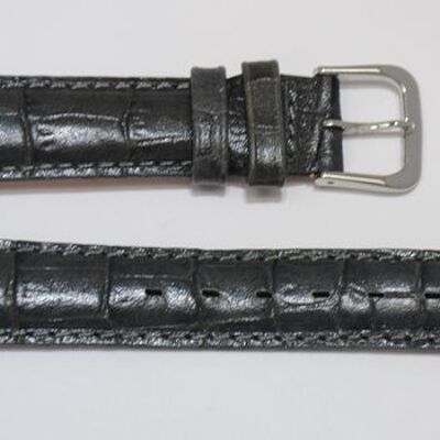 Uhrenarmband aus echtem Rindsleder mit Kongo-Alligator-Prägung, grau, 16 mm