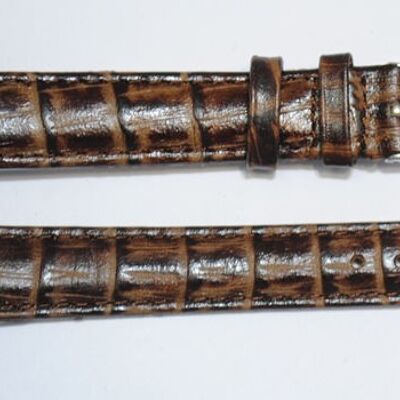 Cinturino per orologio in vera pelle di vacchetta bombata con grana di alligatore marrone congo 16 mm