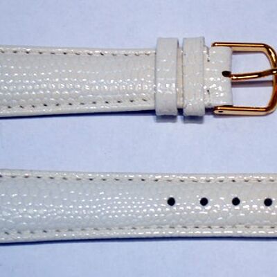 Cinturino per orologio da 18 mm in vera pelle di vacchetta con cupola a grana lucertola bianca di Sumatra