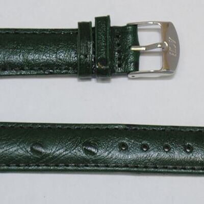 Bracelet montre cuir vachette véritable bombé grain autruche Arica vert 18mm