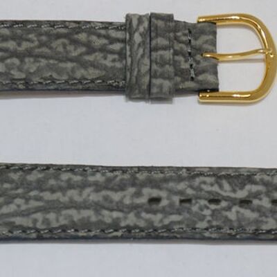 Bracelet montre cuir vachette véritable bombé nubuck gris 18mm