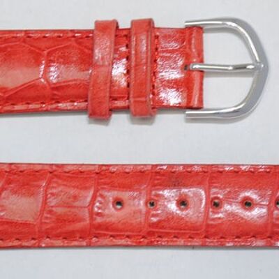 Uhrenarmband aus echtem Rindsleder gebogen Modell gr pink rot Kongo Alligator 20mm