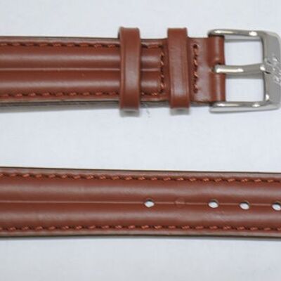 Bracelet montre cuir vachette véritable double joncs roma marron 18mm