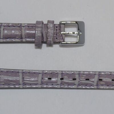 Bracelet montre cuir vachette véritable bombé grain alligator congo parme 12mm