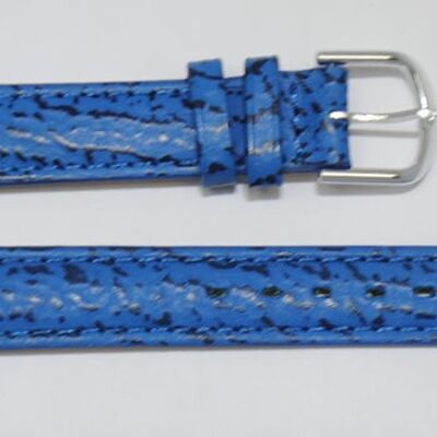 Bracelet montre cuir vachette véritable modèle bombé grain requin Tanzanie bleu 16mm
